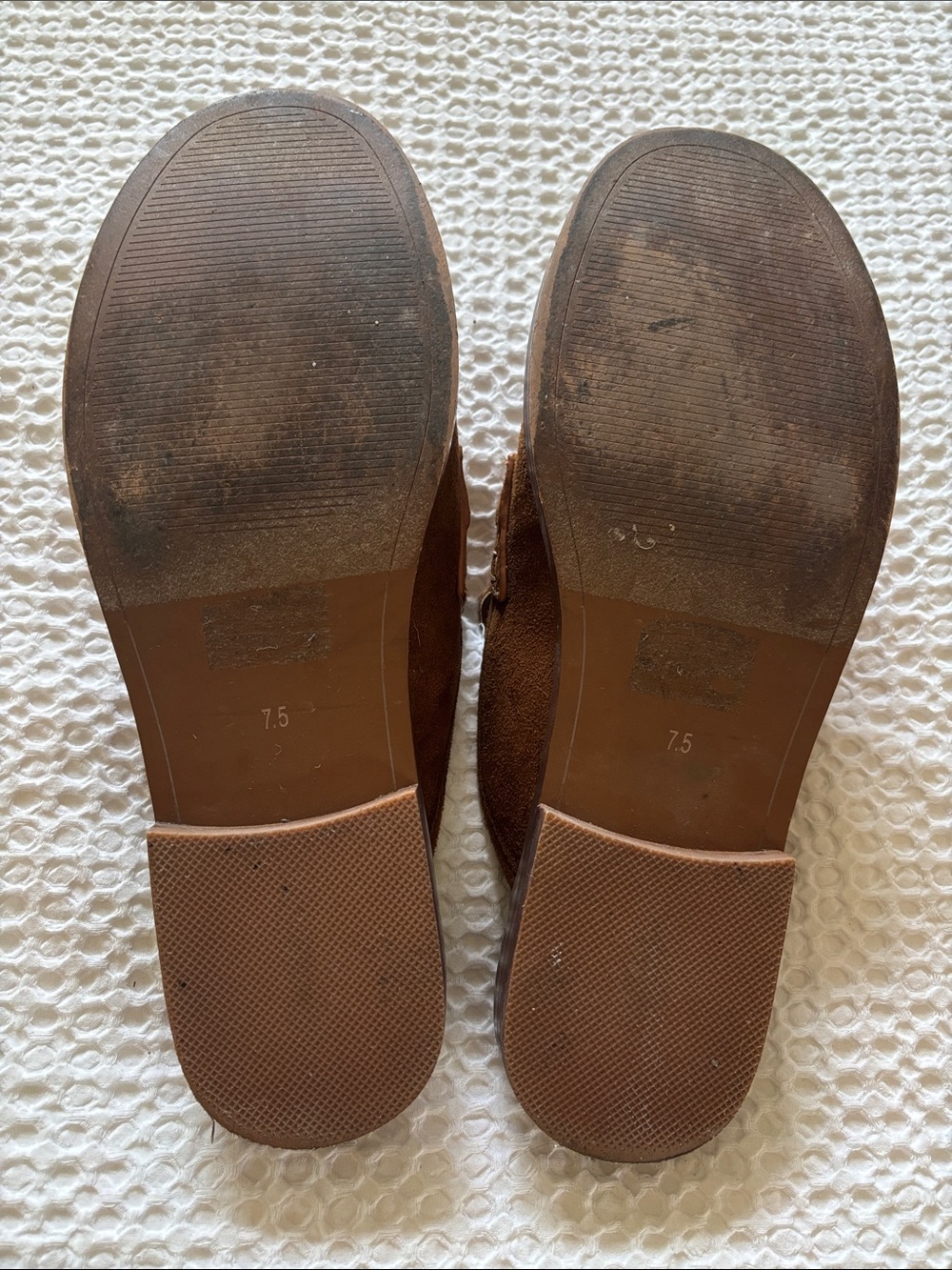 Free People women’s Suede Slip-On Loafers in Brown with Gold Bit - Picture 3 of 3